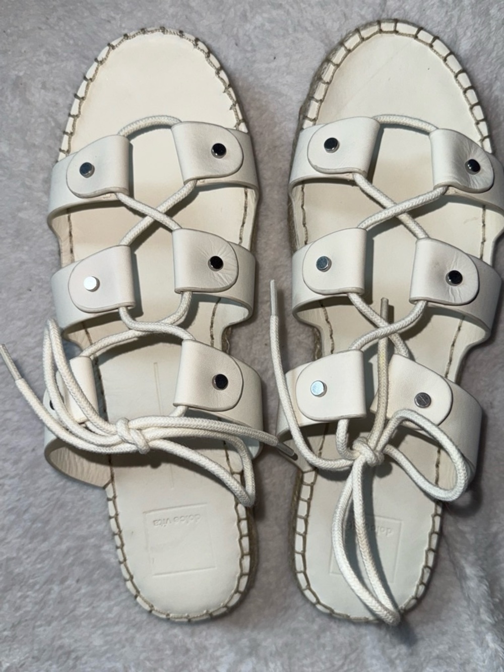 Dolce Vita Women’s White Lace-Up Leather Sandals
